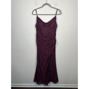 Galina Signature Burgundy Formal Lace Gathered Dress Long Size 10